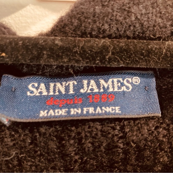 SAINT JAMES Sz 12 Wool Zipper & Button Closure with Hood Ribbed Top Cardigan - Picture 5 of 13